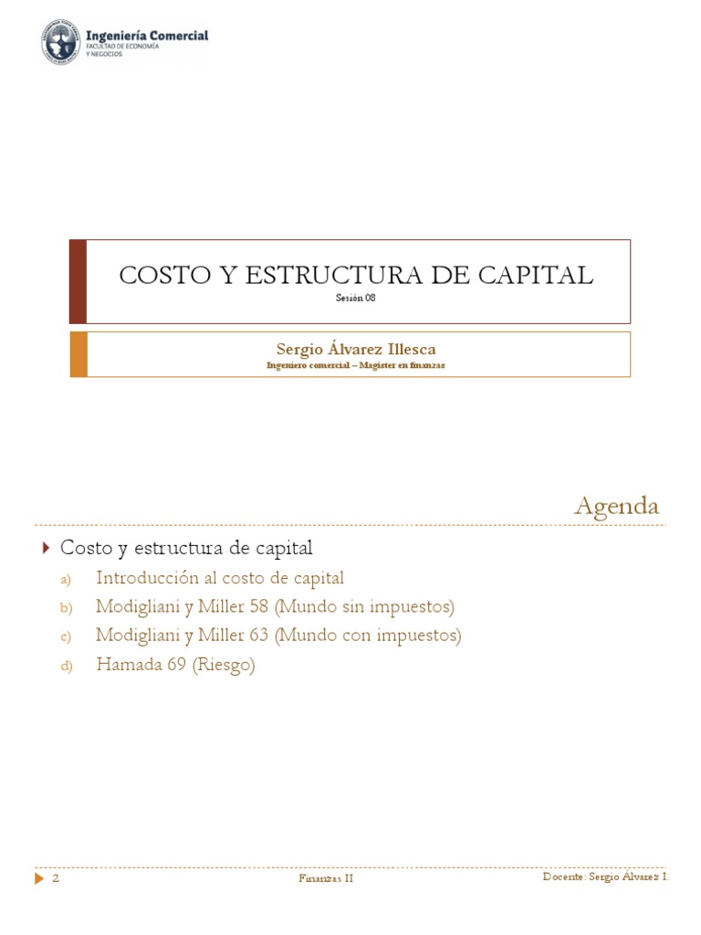Sesion 08 Costo y Estructura de Capital | PDF | Deuda | Modelo de ...