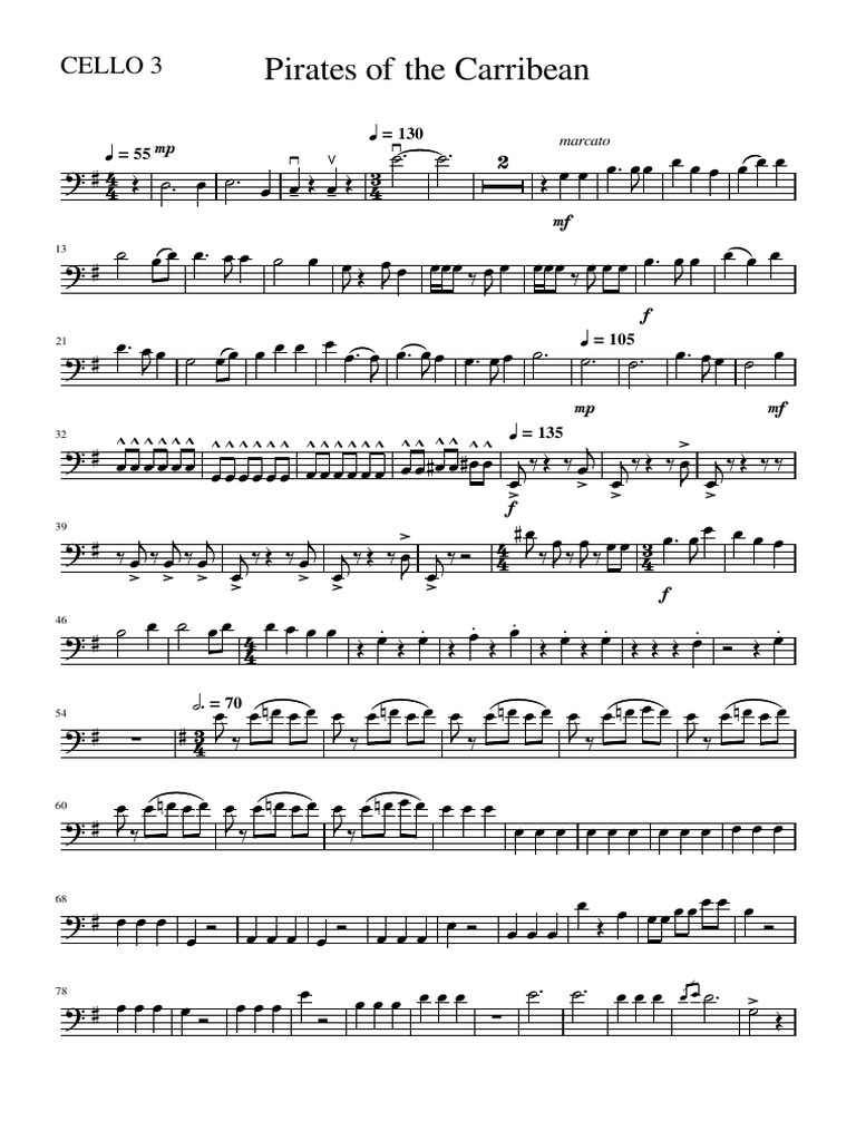 Pirates Of The Caribbean Themes For Saxophone Quartet Tenor Saxophone