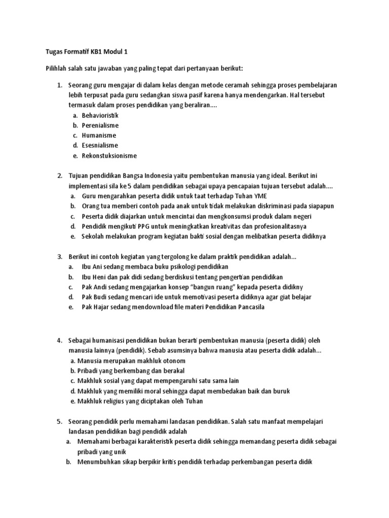 Tugas Formatif KB1 Modul 1 Pedagogik | PDF | Karier & Perkembangan