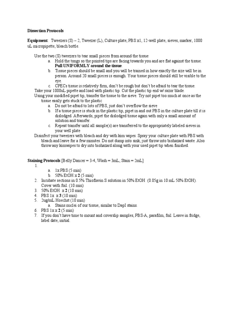 Dissection Protocols PDF Tools Laboratory Techniques