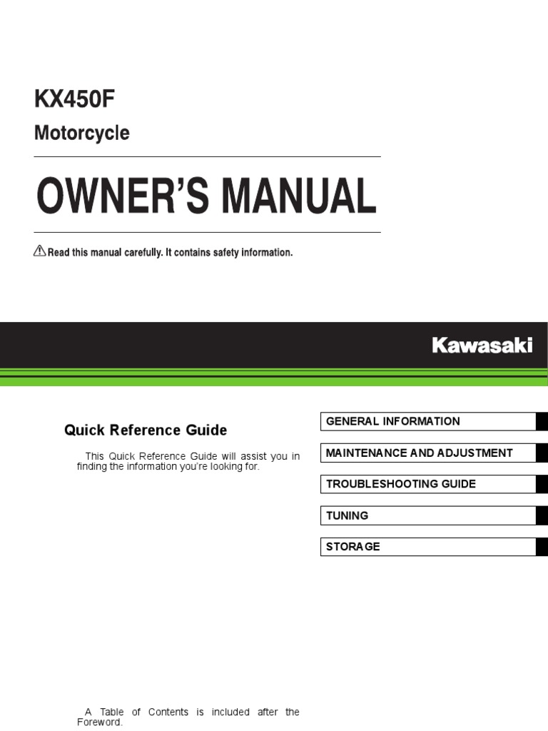 2015 KAWASAKI KX450F SERVICE MANUAL visual data 2