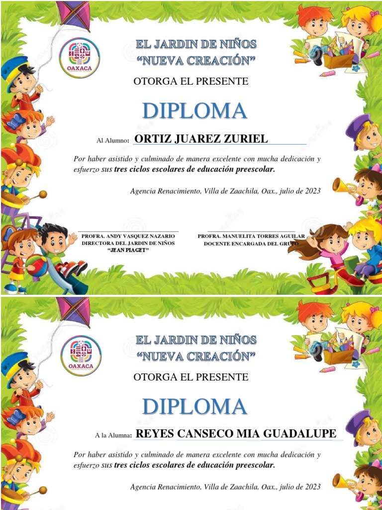 Diplomas Preescolares Grandes Para Imprimir Gratis Plantillas Gratis