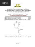 EEE 2203 - Physical Electronics II - CAT I, II