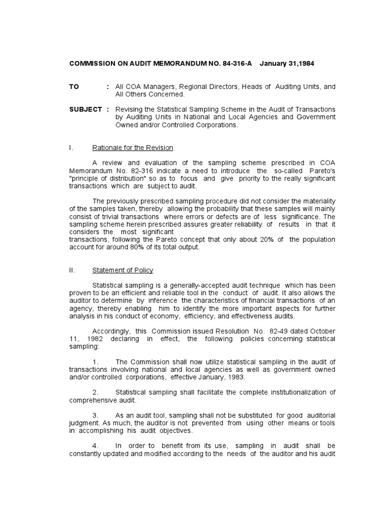Revised Statistical Sampling for Audits | PDF | Audit | Sampling ...