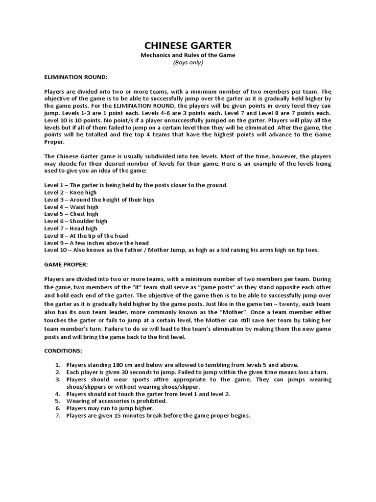 CHINESE GARTER PDF