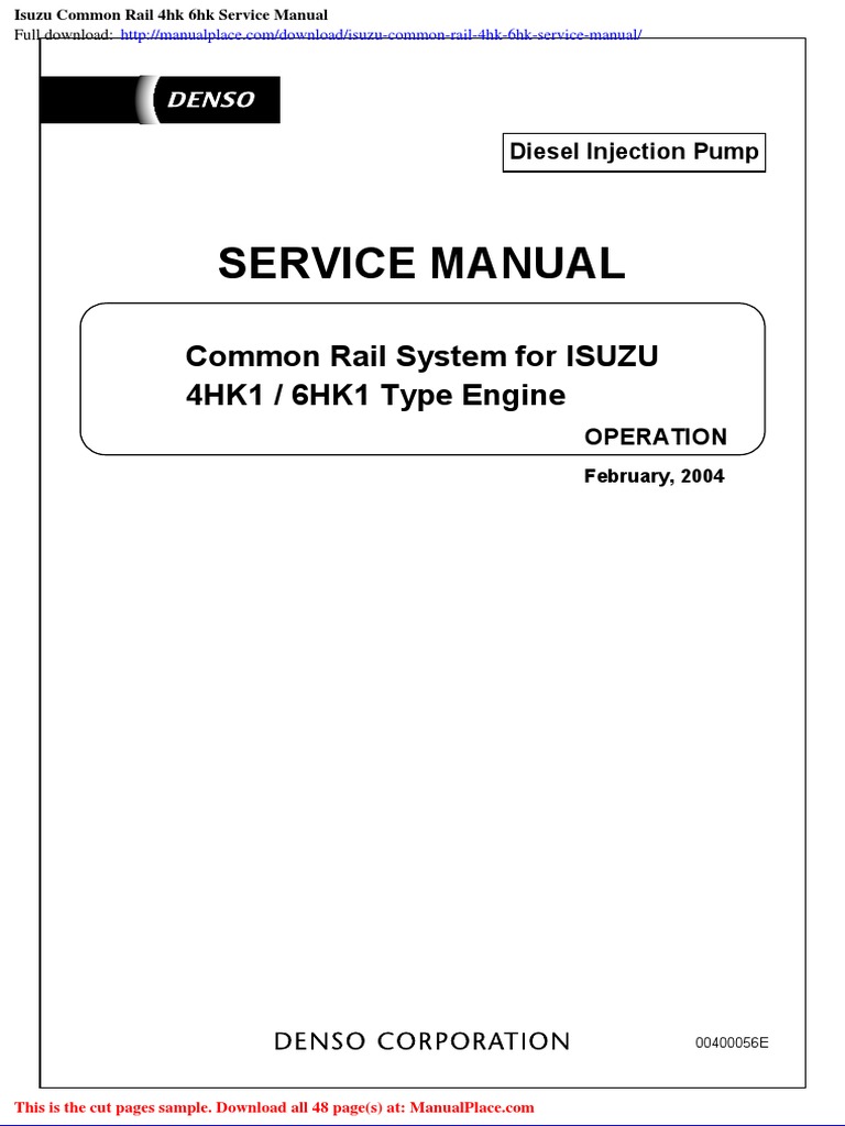 ISUZU 6HK1X SERVICE MANUAL intelligence overview