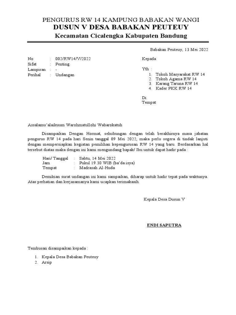 Surat Undangan Kadus 5 | PDF