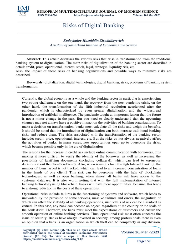 Risks of Digital Banking | Download Free PDF | Risk | Banks