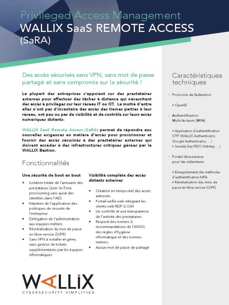 Datasheet Saas Remote Access FR | PDF | Réseau privé virtuel | Logiciel ...