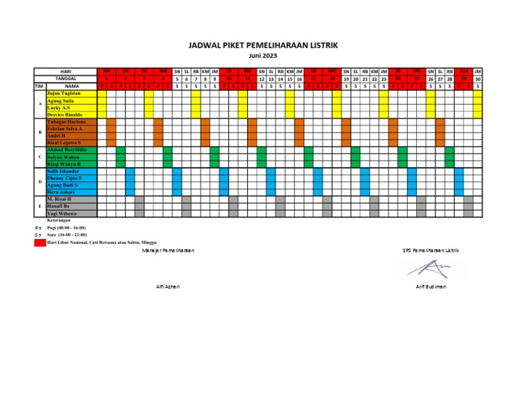 Jadwal Piket Juni 2023 | PDF