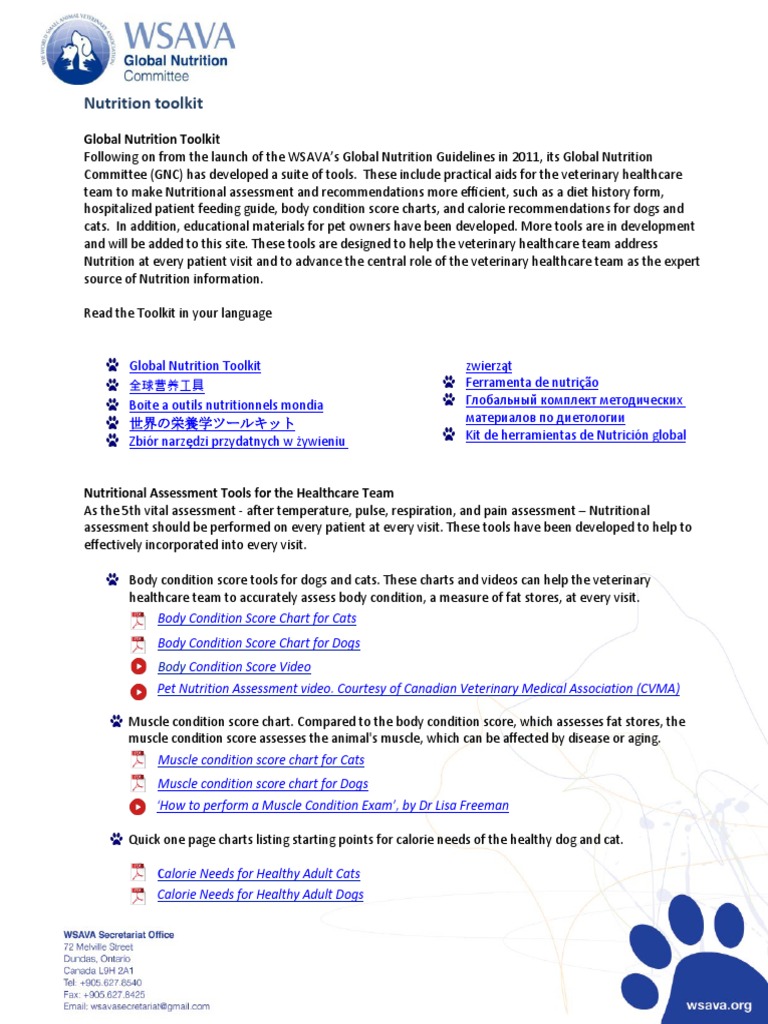 WSAVA Global Nutrition Toolkit English | PDF | Dogs | Pet