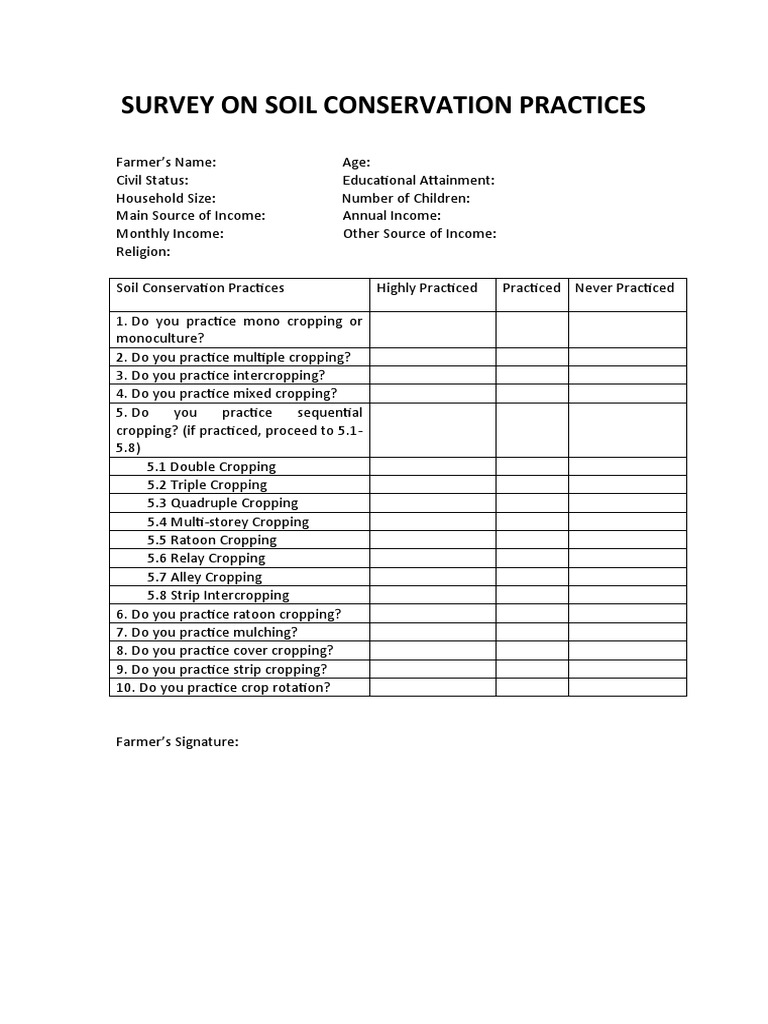 Survey On Soil Conservation Practices | PDF