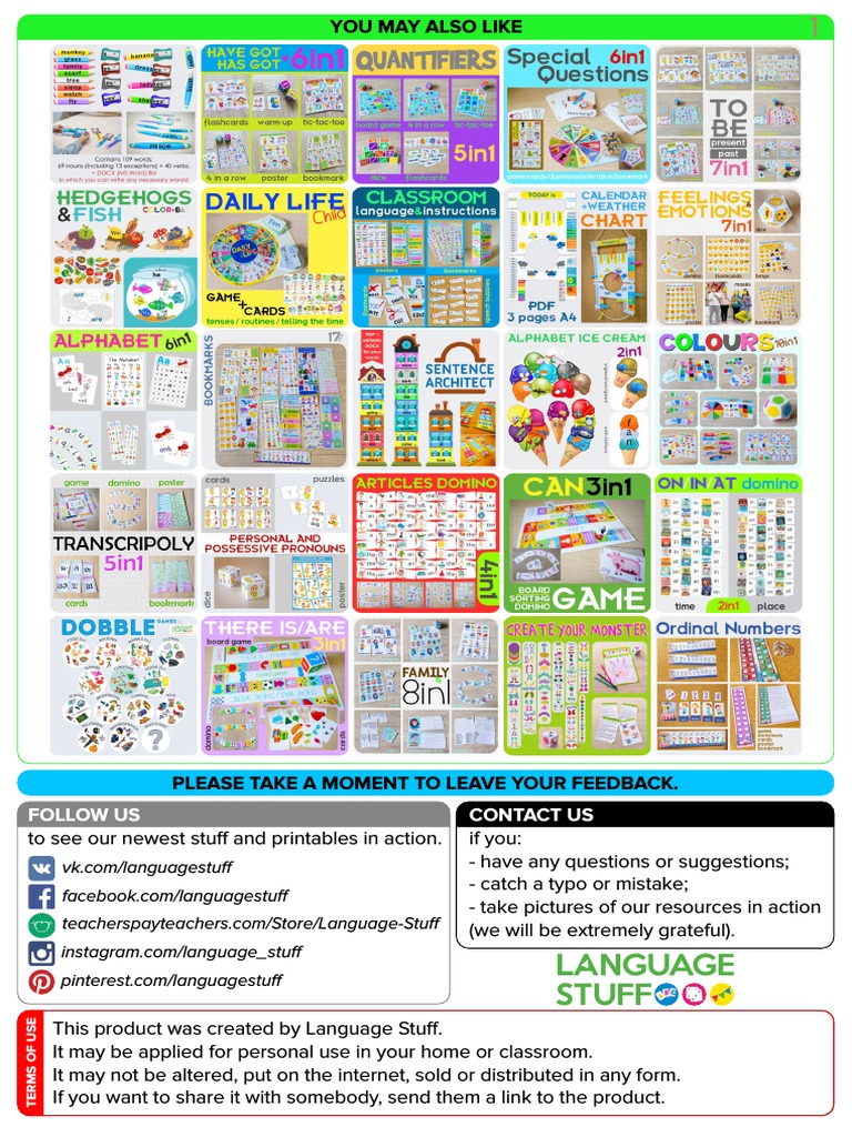 Language Stuff Language Stuff: Contact Us Follow Us | PDF