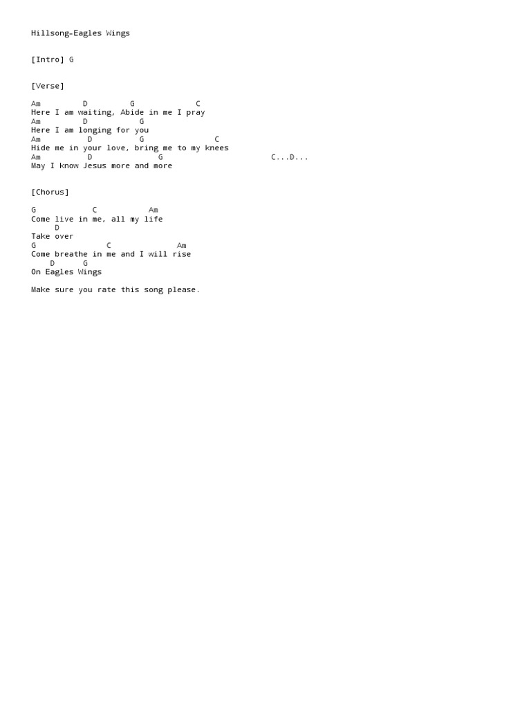 Chord Chart Eagles Wings Hillsongs PDF