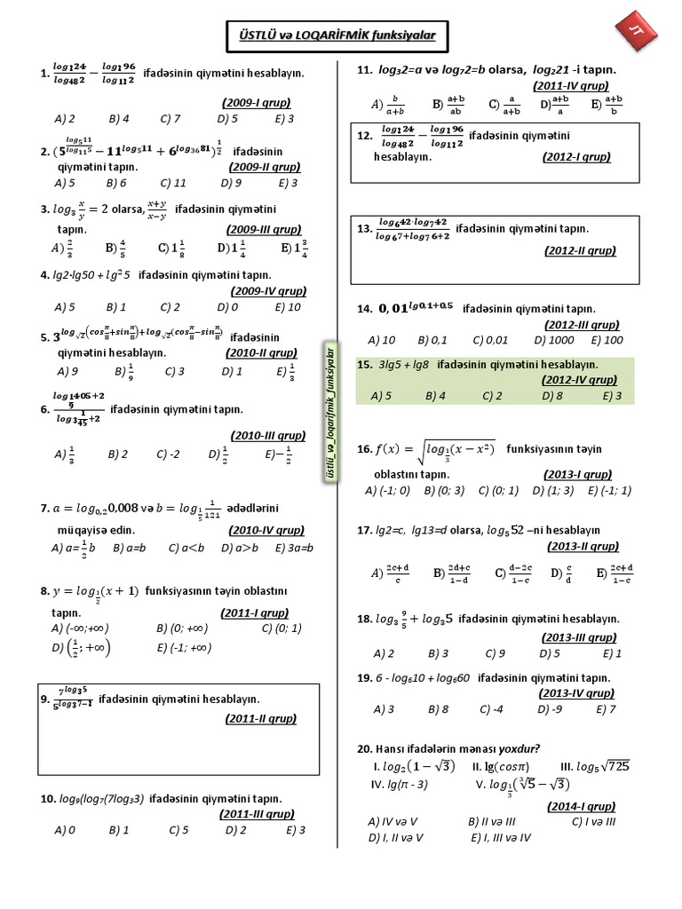 Logarithmic Expressions and Solutions | PDF