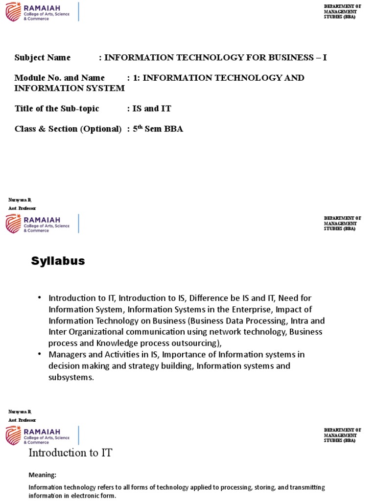 IT and IS in Business Management | PDF | Information System | Information