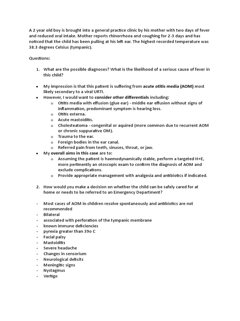 Otitis Media Case Study | PDF | Clinical Medicine | Diseases And Disorders