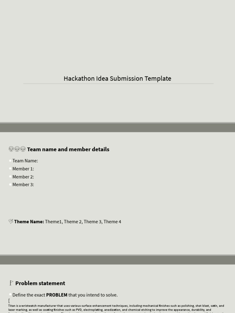 Hackathon - Technology - Idea Submission Template 2f5e432 | PDF | Watch ...