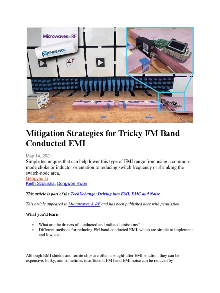 FM Band EMI Mitigation Techniques | PDF | Electromagnetic Interference ...