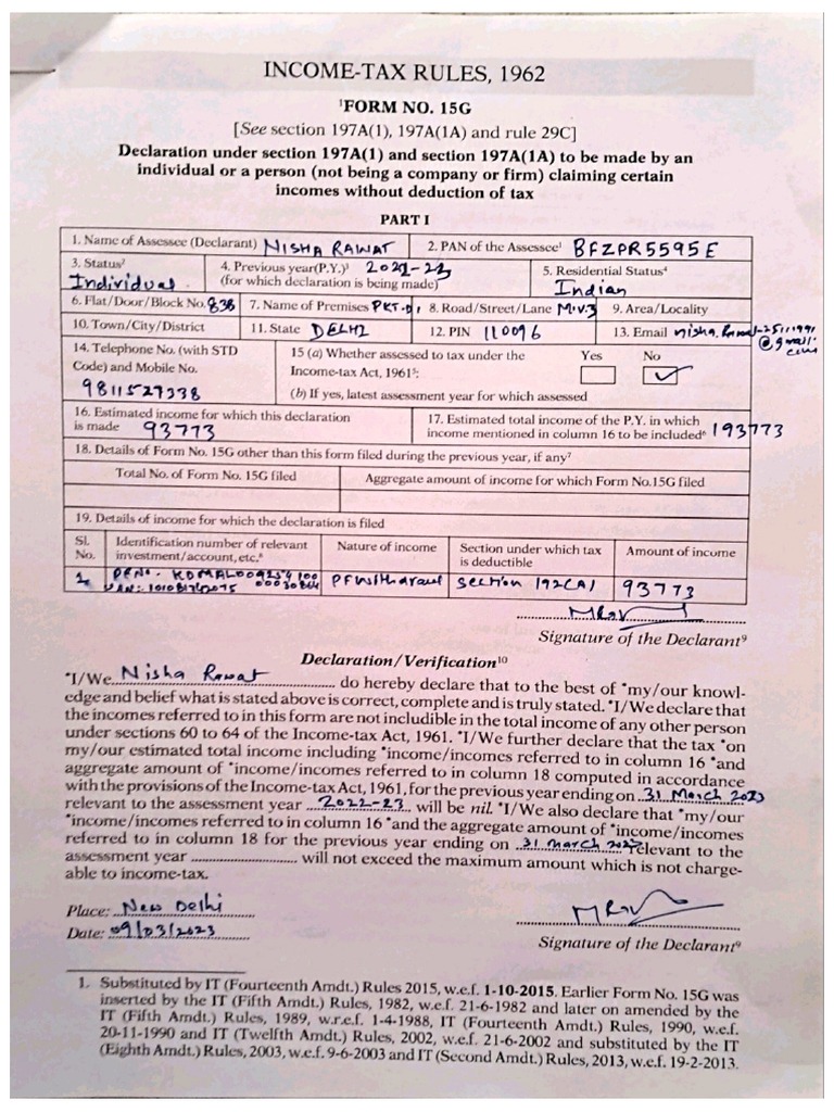 Form 15G | PDF