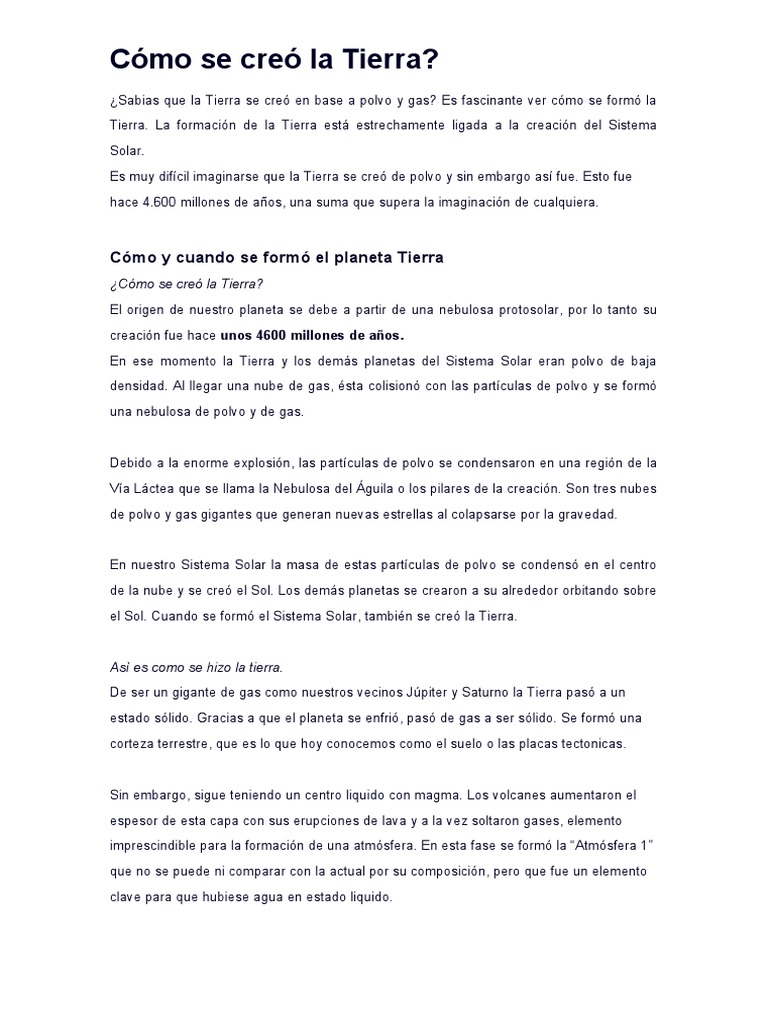 Cómo se creó la Tierra | PDF