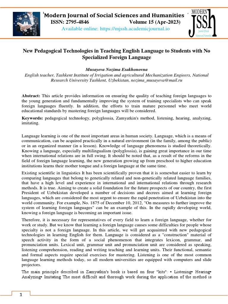 New Methods for Teaching English Language | PDF | Foreign Language ...
