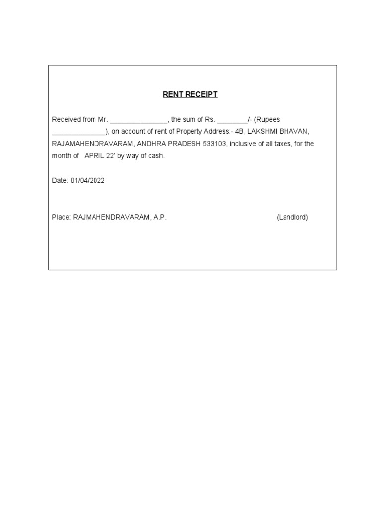 Rent Receipt Template | PDF