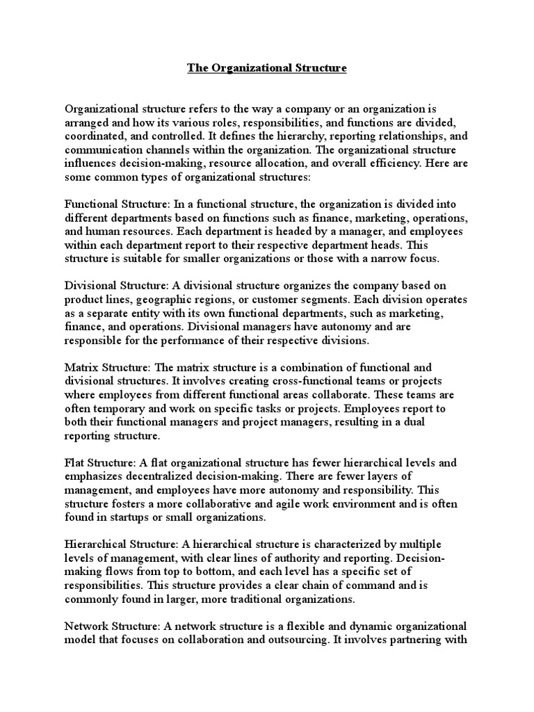 The Organizational Structure | PDF