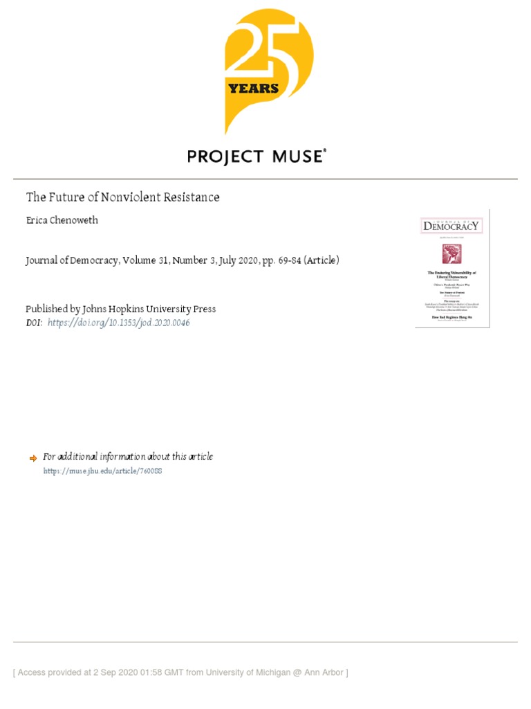 Chenoweth 2020 The Future Of Nonviolent Resistance Pdf
