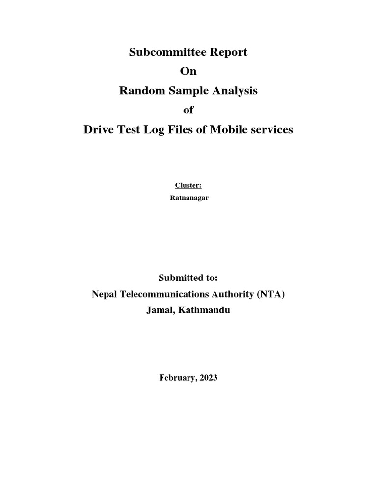 Nta s report initial drive test log analysis pdf telecommunications