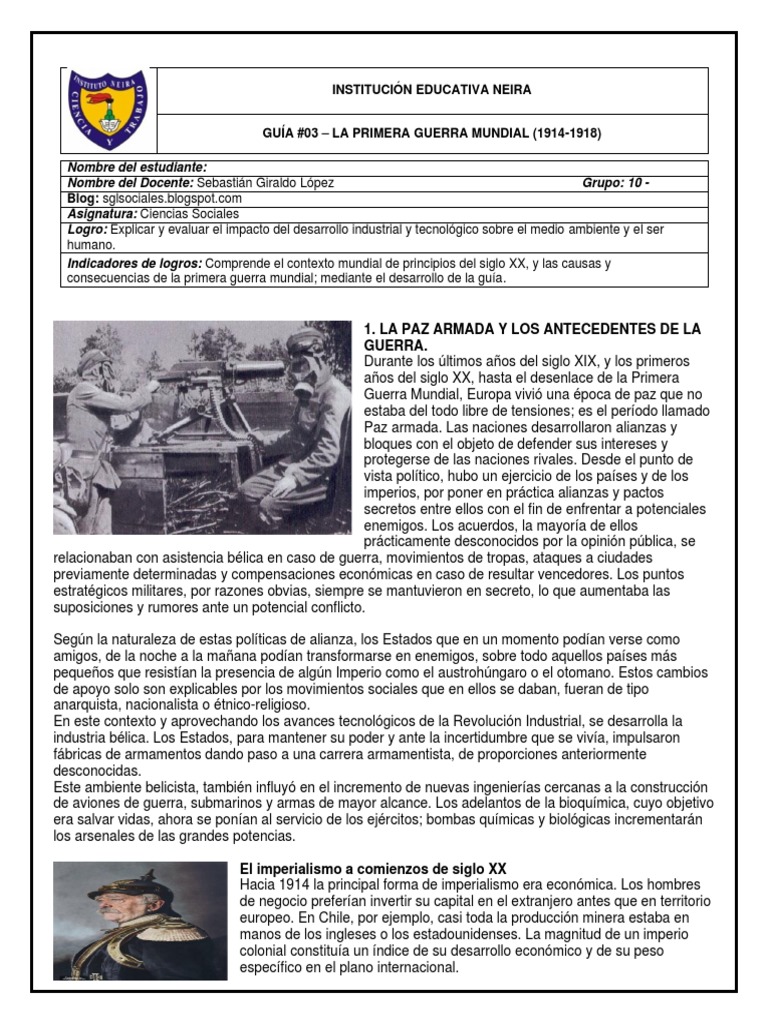 Contexto y Causas de la Primera Guerra Mundial | PDF | imperio Alemán ...