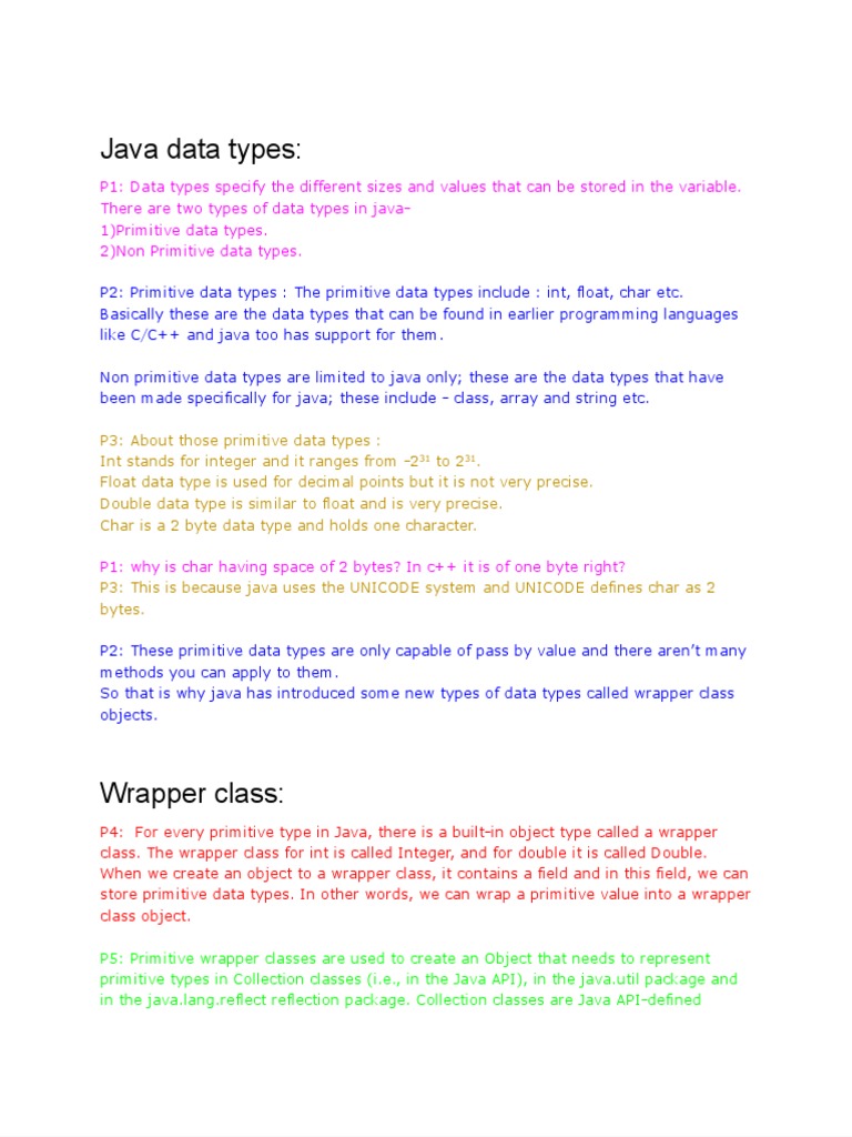 Java Wrapper Class - Google Docs | PDF