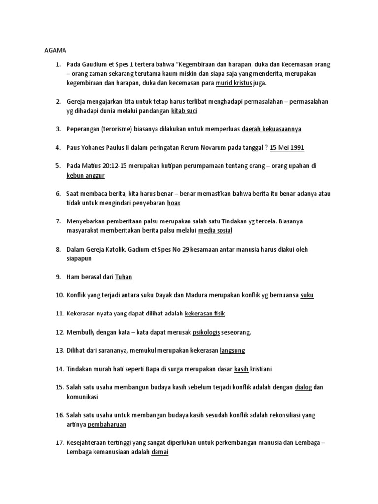 Soal Agama Katolik Semester 2 Kelas 11 Pdf