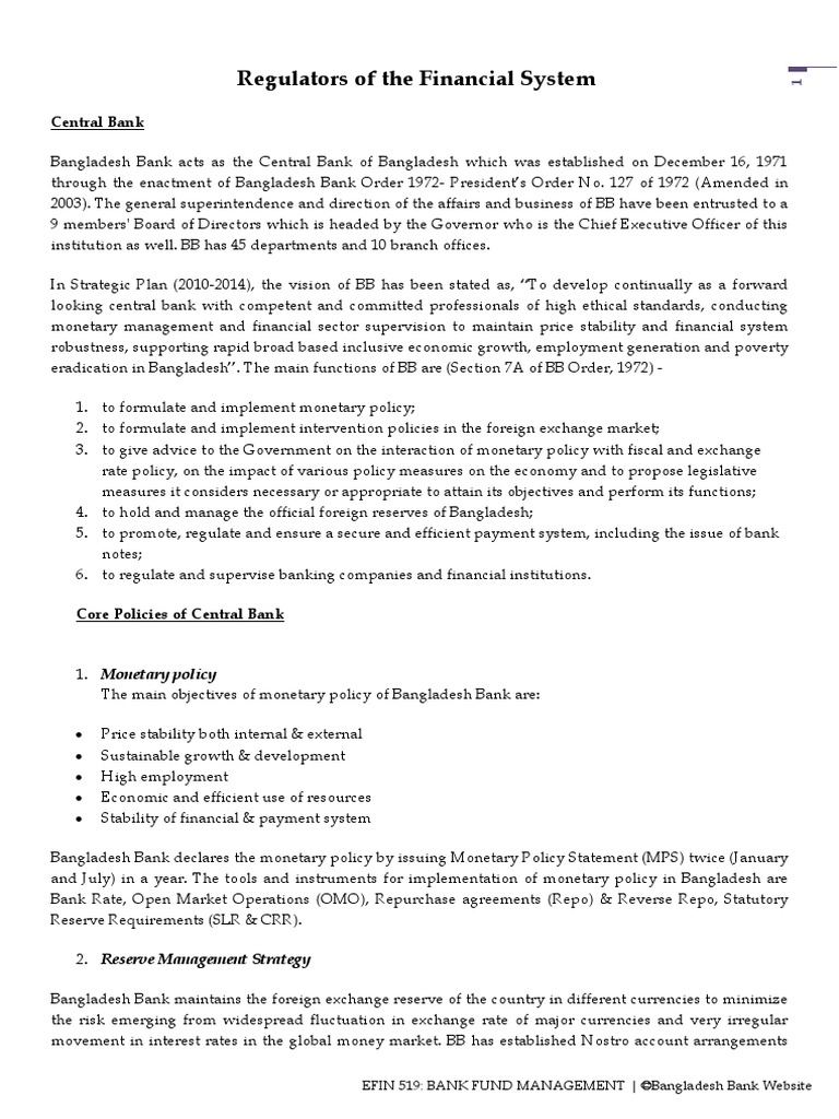 Class 01 (Banking Regulators) PDF Securities (Finance) Microfinance