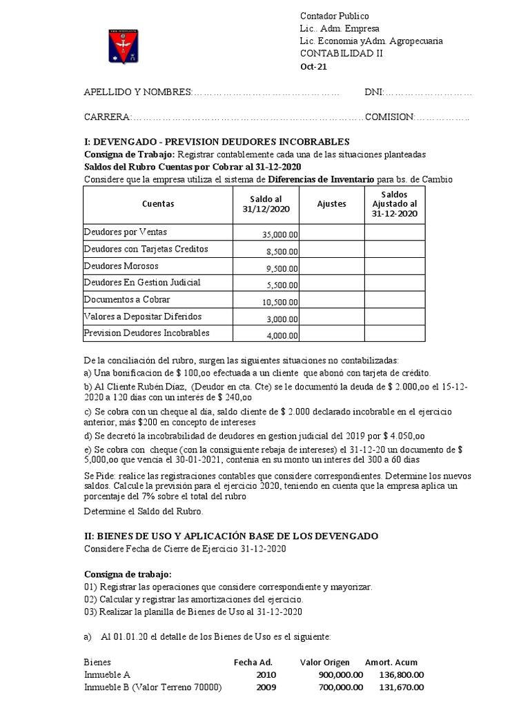 Parcial Contabilidad Ii 2021 Pdf Contabilidad Bancos