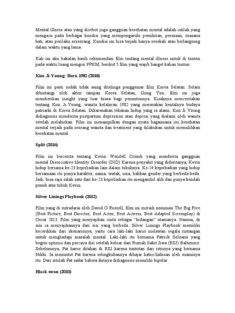 5 Rekomendasi Film Tentang Gangguan Mental | PDF