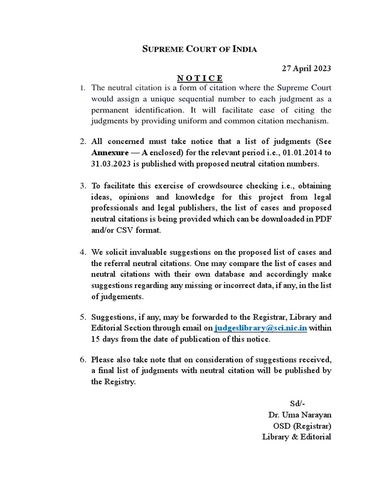 Picture of SC Releases Draft Neutral Citations For 10,000 Judgments Between 2014 ...
