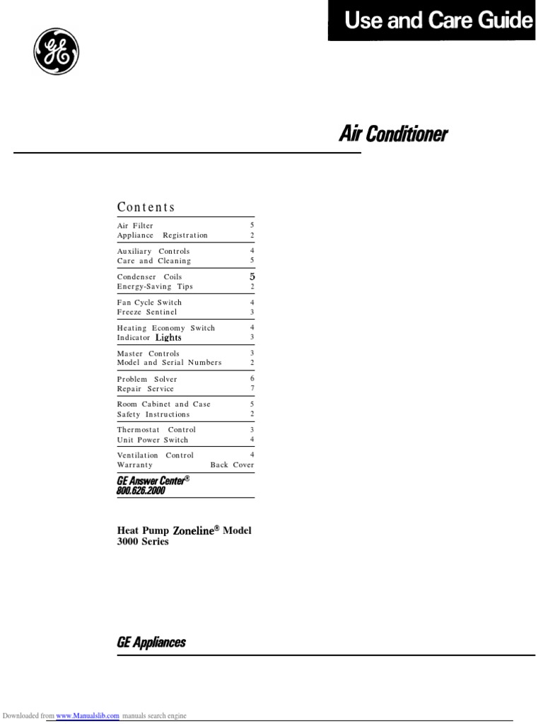 GE Zoneline 3000 Series PDF Air Conditioning Thermostat