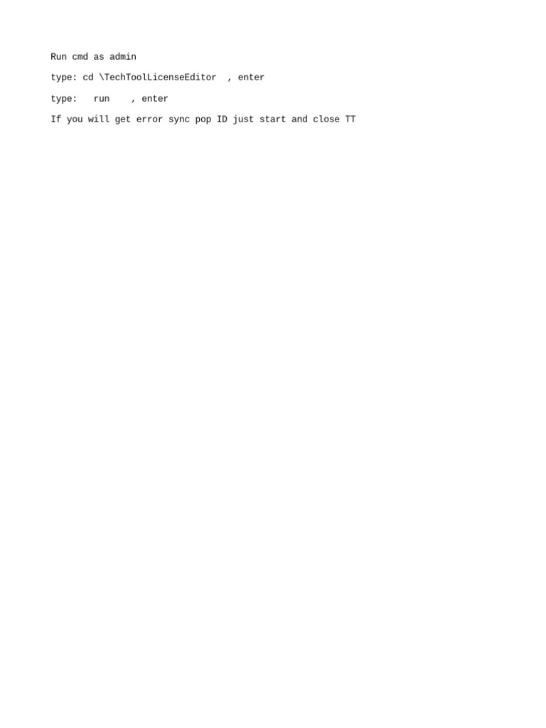 Cmd run as admin techtoollicence editor command pdf