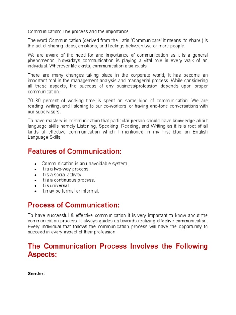 Process & Importance | PDF | Communication | Information