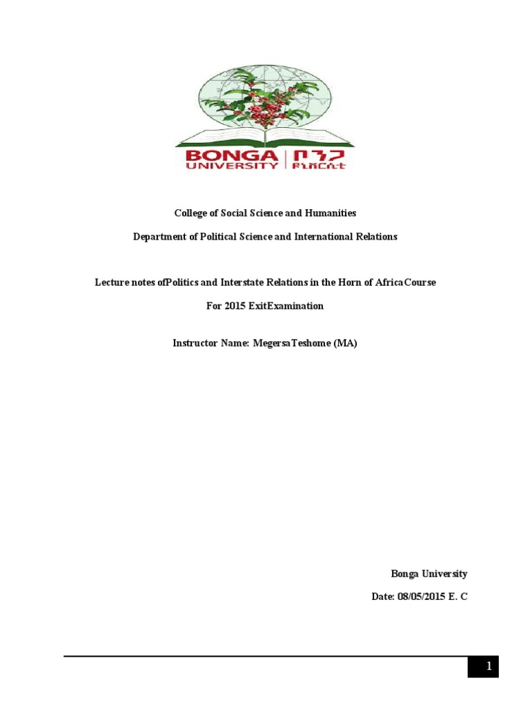Politics and Relations in the Horn of Africa | PDF | Horn Of Africa ...