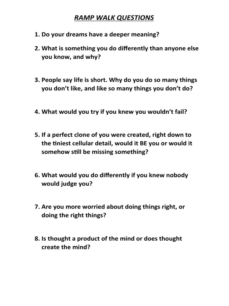 Ramp Walk Questions PDF