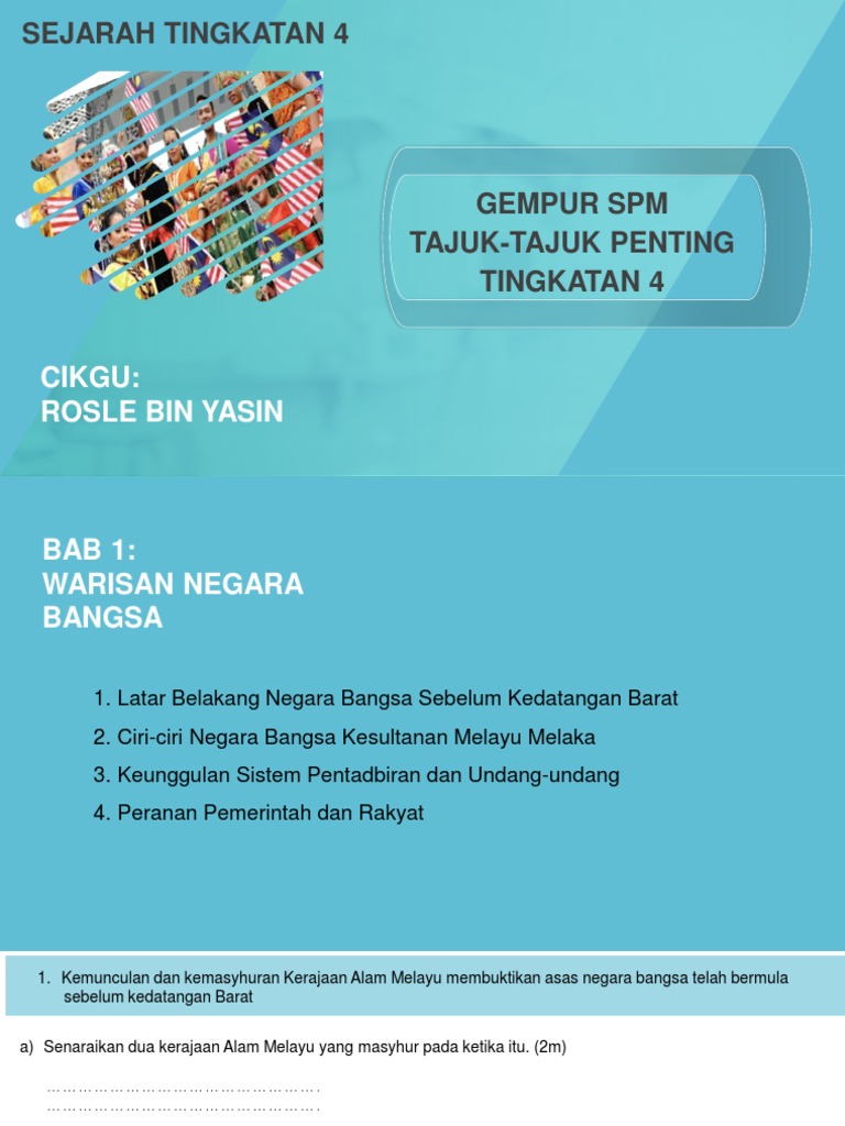 Sejarah Tingkatan 4: Cikgu: Rosle Bin Yasin | PDF