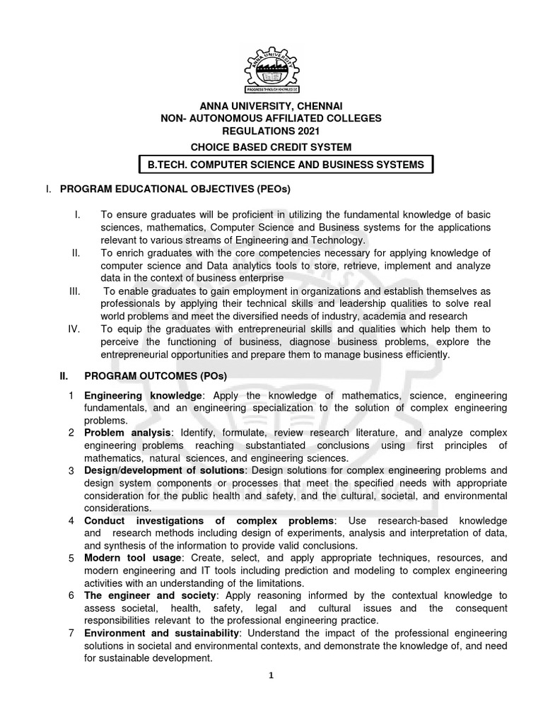 B.tech (CSBS) Syllabus | PDF | Engineering | Analytics