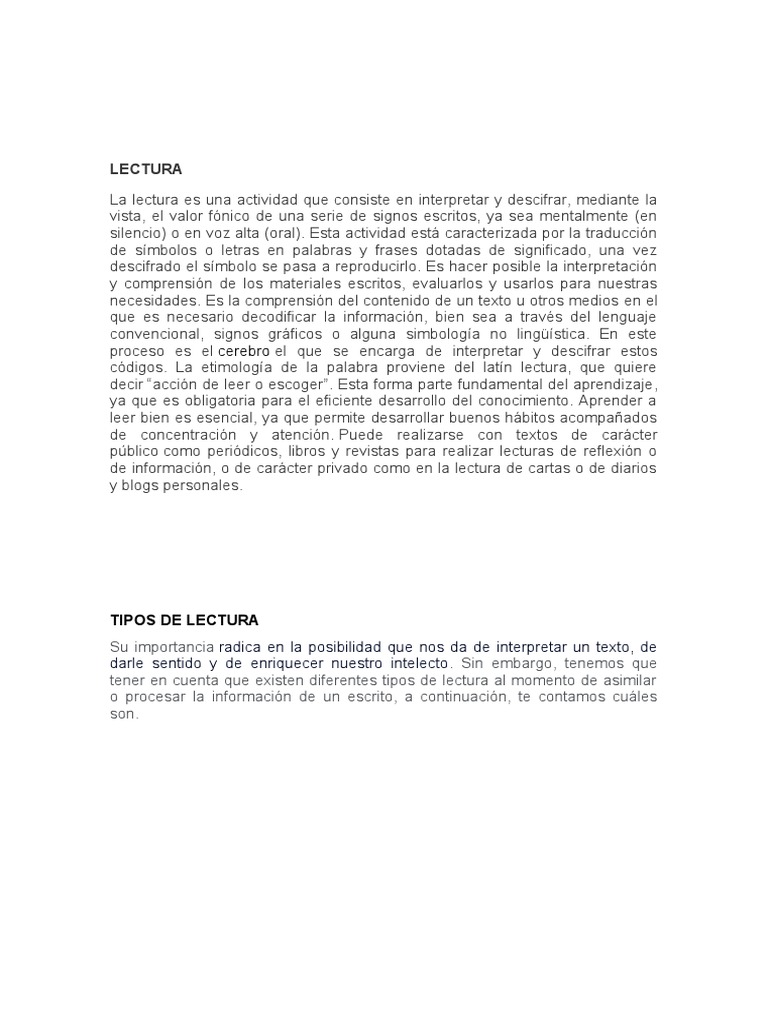 Tipos de Lectura y su Importancia | PDF | Aprendizaje | Los símbolos