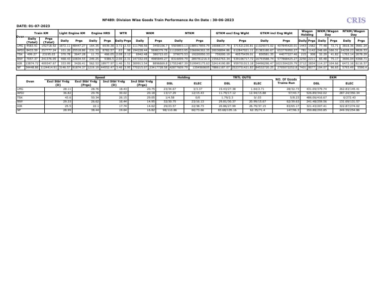 Goods Train Performance Report | PDF