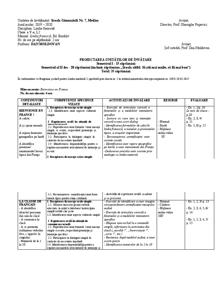 Planificare Unitati A 5 A | PDF
