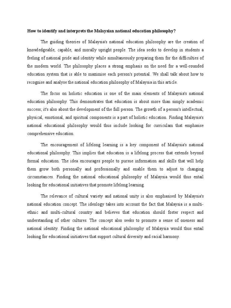 How to identify and interprets the Malaysian national education