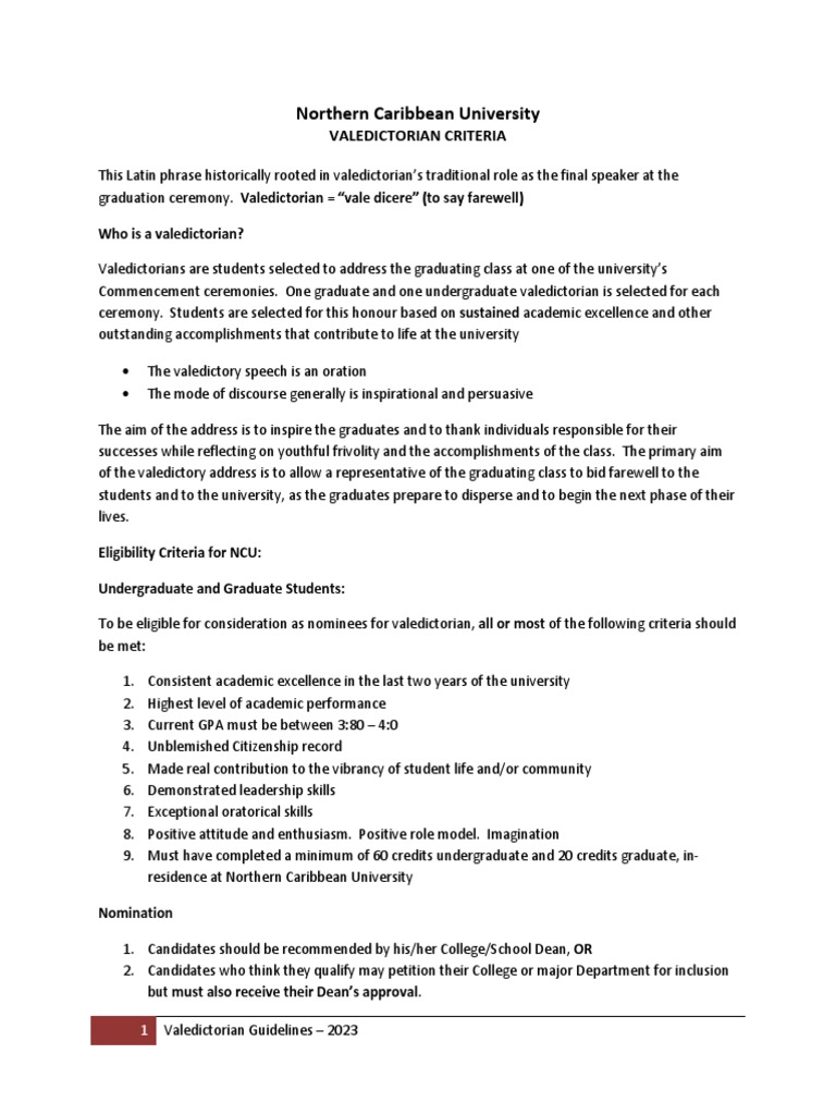 Valedictorian Criteria and Application for Graduation 2022 PDF