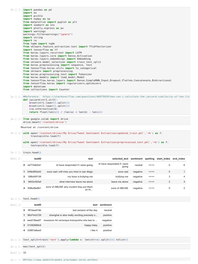 Tweet-Sentiment-Extraction - Bidirectional-LSTM Model